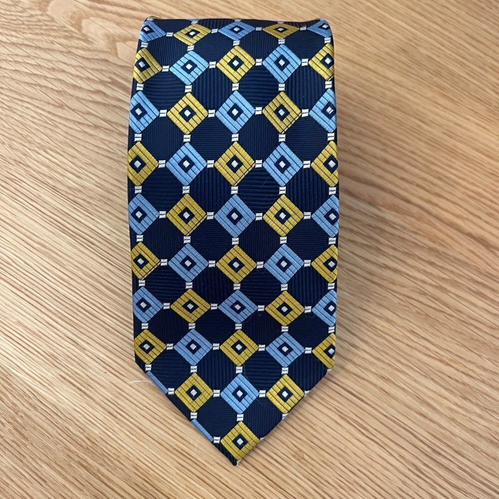 Twenty Dollar Tie 100% Silk Navy, Blue and Yellow